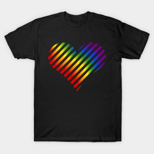 Rainbow LGBT Heart on dark Background T-Shirt
